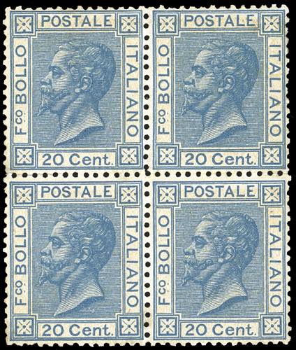 1867 - 20 cent. azzurro, tiratura ... 