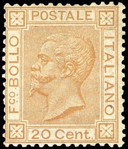 1877 - 20 cent. ocra arancio (28), ... 