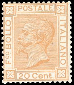 1877 - 20 cent. ocra arancio (28), ... 
