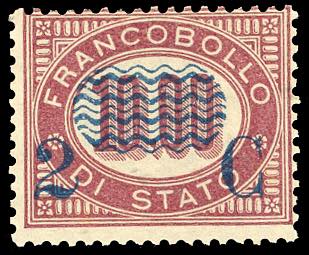 1878 - 2 cent. su 10 lire Servizio ... 