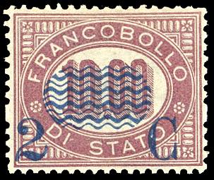 1878 - 2 cent. su 10 lire Servizio ... 