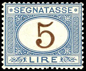 1874 - 5 lire azzurro e bruno ... 