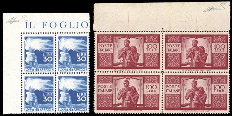 1945 - 30 e 100 lire Democratica ... 