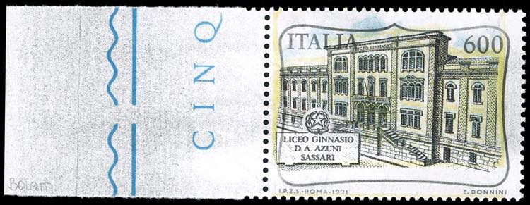 1991 - 600 lire Liceo grigio, ... 
