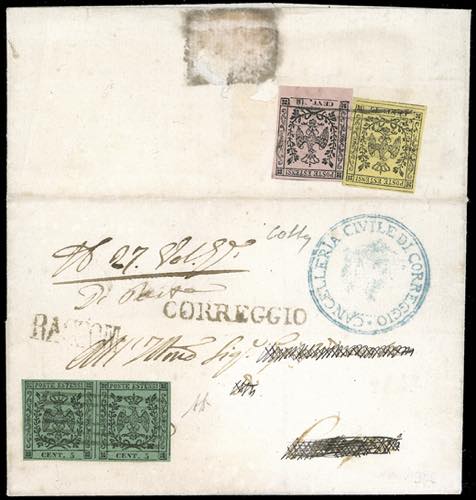 1852 - 5 cent. verde, coppia ... 