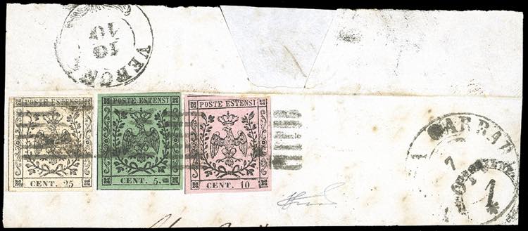 1852 - 5 cent. verde, punto dopo ... 
