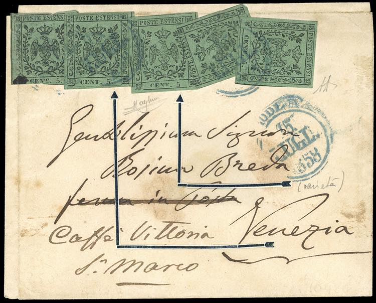 1858 - 5 cent. verde, con punto ... 