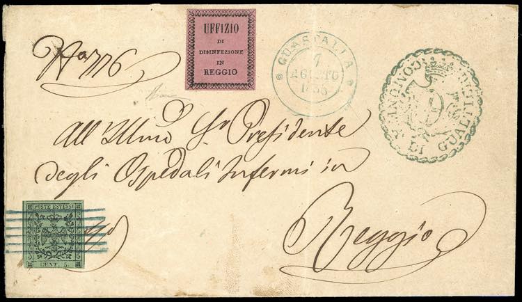1855 - 5 cent. verde oliva, punto ... 