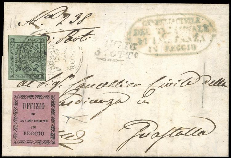 1855 - 5 cent. verde oliva, punto ... 