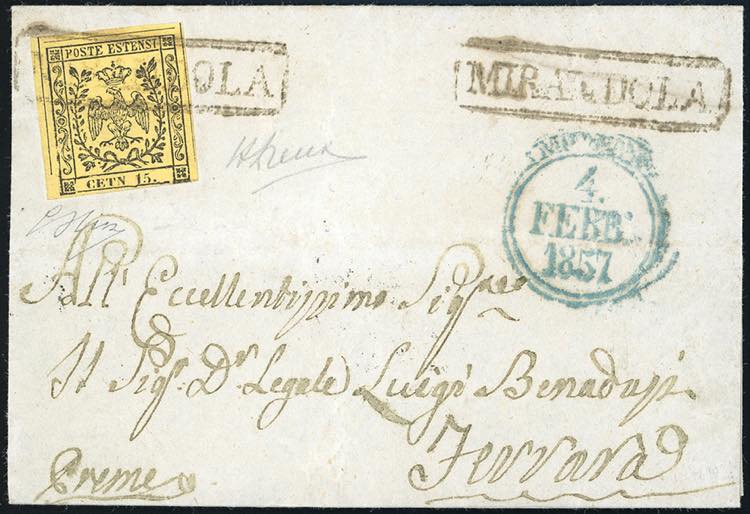 1857 - 15 cent. giallo, errore ... 