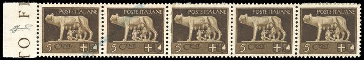 1929 - 5 cent. Imperiale, striscia ... 
