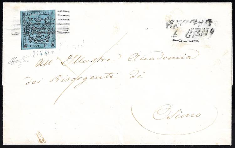 1853 - 40 cent. celeste, con ... 