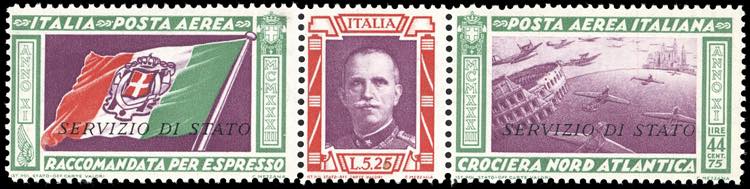 1933 - 5,25 + 44,75 lire trittico ... 