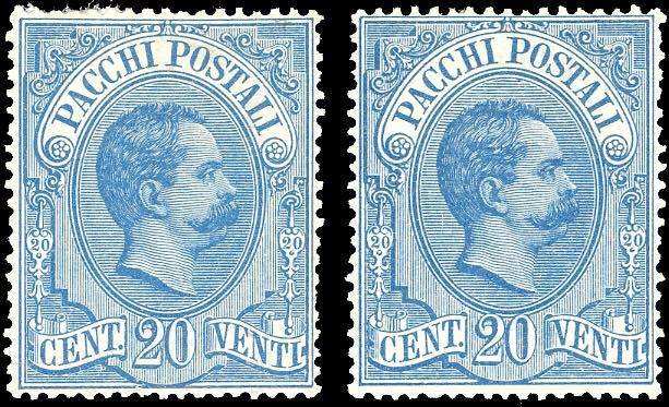 1886 - 20 cent. azzurro, due ... 