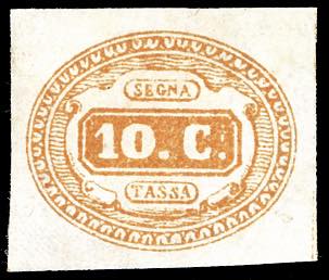 1863 - 10 cent. arancio (1b), ... 