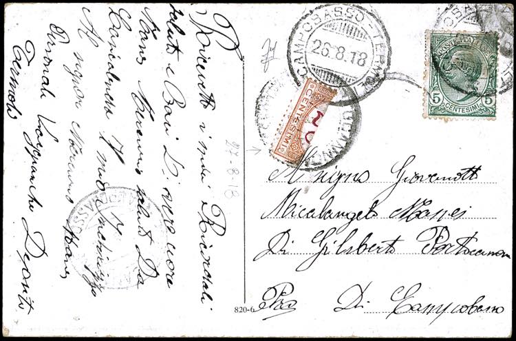 1918 - 20 cent. arancio e carminio ... 