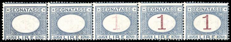 1890 - 1 lira azzurro e carminio, ... 