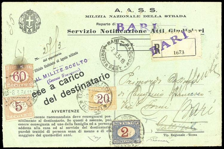 1934 - 2 lire azzurro e carminio, ... 