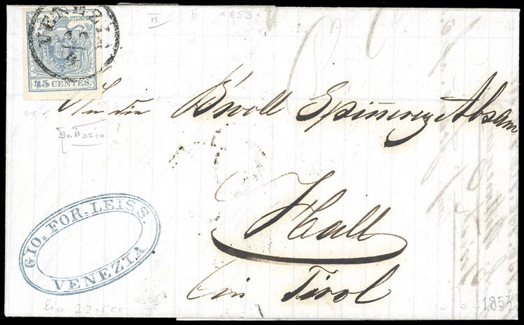 1853 - 45 cent. azzurro ... 