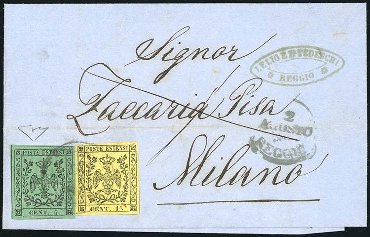 1859 - 5 cent. verde, punto dopo ... 