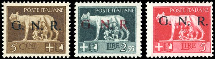 1943 - 5 cent., 2,55 lire e 5 ... 