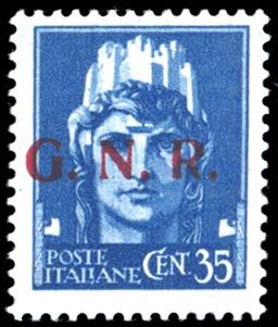 1943 - 35 cent. soprastampa G.N.R. ... 