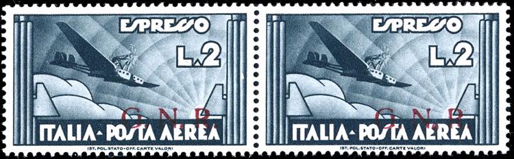 1943 - 2 lire ardesia, soprastampa ... 