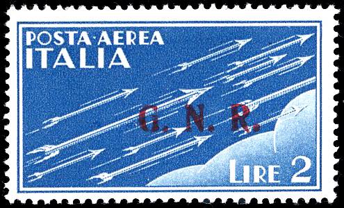 1943 - 2 lire azzurro, soprastampa ... 