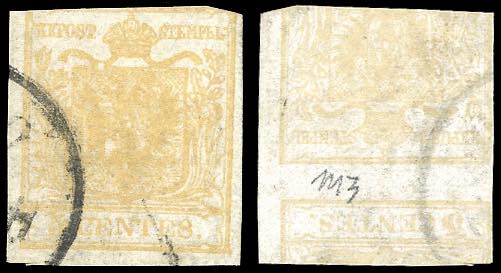 1851 - 5 cent. giallo ocra, stampa ... 