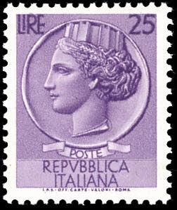1956 - 25 lire Siracusana, senza ... 