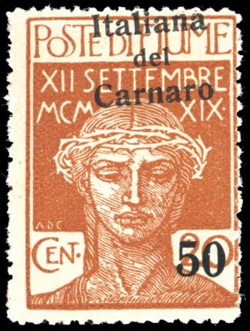 FIUME 1920 - 50 cent. su 20 cent. ... 