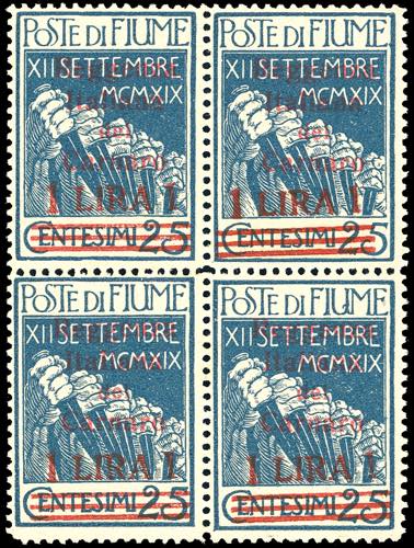 FIUME 1920 - 1 lira su 25 cent. ... 