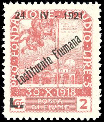 FIUME 1921 - 2 lire soprastampato ... 
