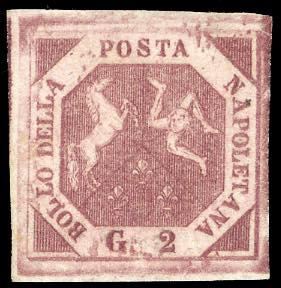 1858 - 2 grana carminio, I tavola ... 