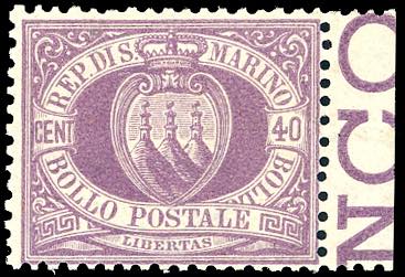 1877 - 40 cent. Stemma (7), bordo ... 