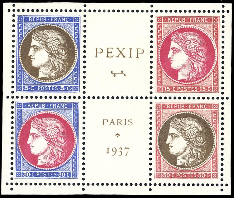 FRANCIA 1937 - PEXIP, blocco ... 