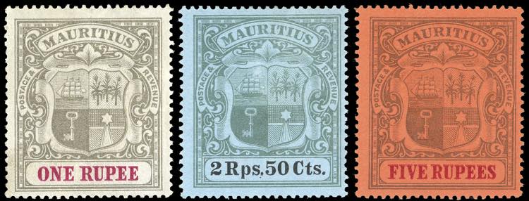MAURITIUS 1902 - 1 r., 2,50 r., 5 ... 