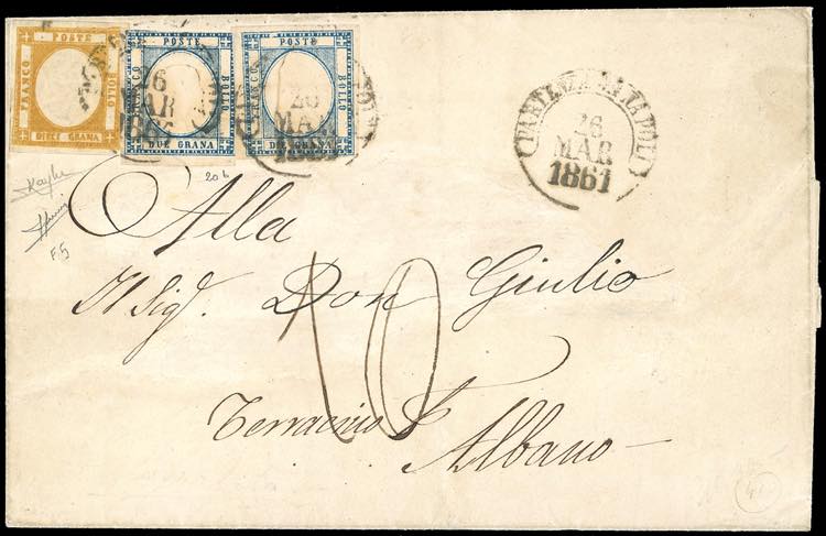 1861 - 10 grana giallo ocra, falso ... 