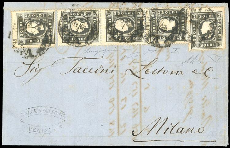 1859 - 3 soldi nero, I tipo (24), ... 