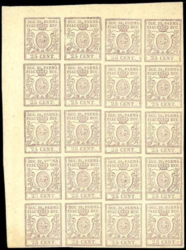 1857 - 25 cent. bruno lilla (10), ... 