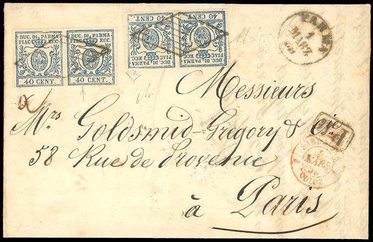 1859 - 40 cent. azzurro, una ... 