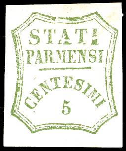 1859 - 5 cent. verde azzurro (12b ... 