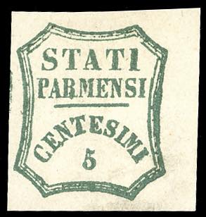 1859 - 5 cent. verde azzurro, I ... 