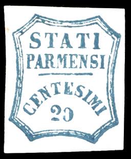 1859 - 20 cent. azzurro 0 grasso ... 