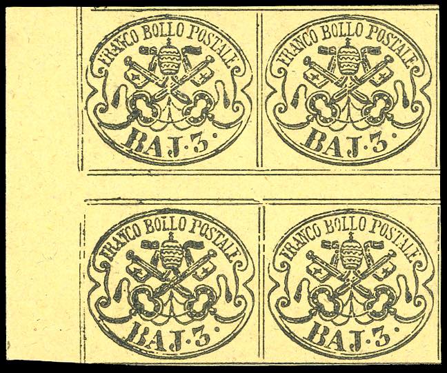 1863 - 3 baj giallo cromo (4A), ... 