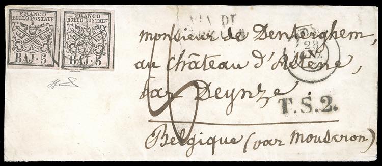 1852 - 5 baj rosa chiaro (6), due ... 