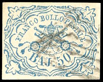 1852 - 50 baj azzurro (10), usato, ... 