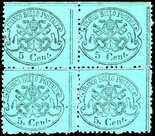1868 - 5 cent. azzurro verdastro ... 