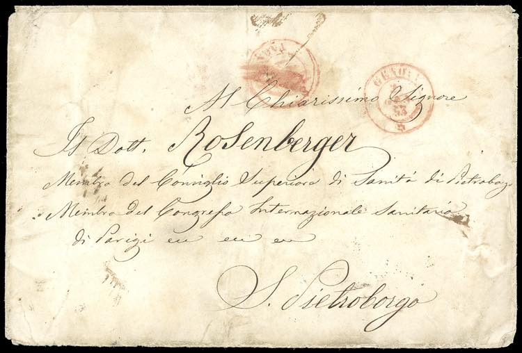 1853 - Lettera pagata in contanti ... 