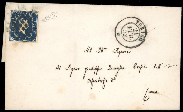 1852 - 20 cent. azzurro scuro ... 